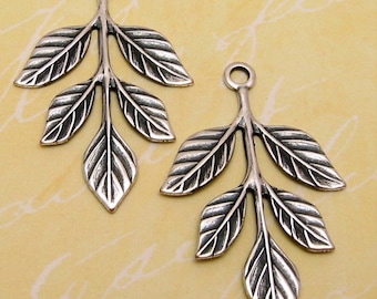 Leaf Sprig Pendant, Antique Silver, Trinity Brass, 2 Pc. AS119-2