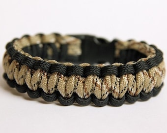 Paracord Survival Bracelet - Black and Desert Camo
