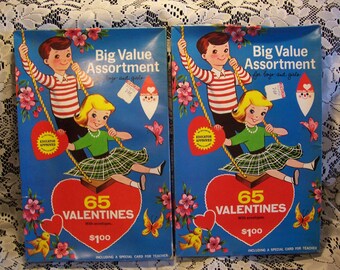 Two Boxes Vintage Valentines 1966