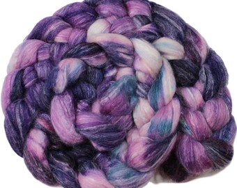 Butterfly bush - hand-dyed Merino wool / bamboo / silk (4 oz.) combed top roving