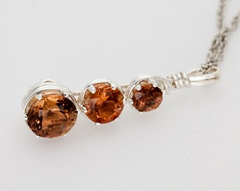 Handmade Sunstone Sterling Silver Wire Wrapped Pendant 6ct (S2202P)
