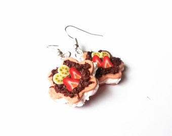 Cookie Earrings Miniature ( food earrings polymer clay jewelry biscuit earrings kawaii cookie chocolate earrings kawaii clay cookie )