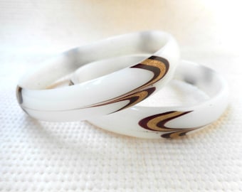 Vintage Glass Bangles | Indian Bangles | Stoneware Bangles | Ceramic Bracelet | Vintage Bracelet | White Wedding Bracelet