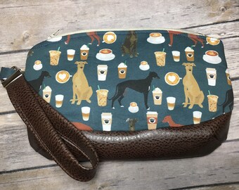 Coffeee greyhound wristlet