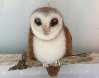 Owl/Barn Owl/Needle Felted Owl/Ready to Ship/Owl Gift/Mothers Day gift//Wool Owl/Owl Ornament/Xmas Tree Owl Ornament