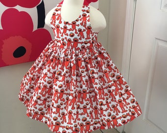 Custom Made to Order Sesame Street Elmo party dress Sz 12m to 6T