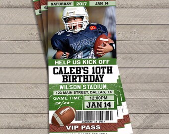 Football Birthday Invitations, customizable, ticket, stubs, all star, kick off, digital file, printable