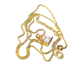Modern Sterling Silver with Gold Wash 925 CZ Pendant Necklace