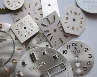 20 Vintage Watch Faces, 'Snow Cloud' Mix, White + Silver Watch Faces