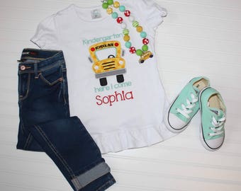 Girls School Bus Shirt *customizable with name and grade*