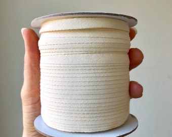 1/4" Cotton Ribbon, Natural Cotton twill tape, EXTRA FINE herringbone tape or grosgrain tape / fine sewing tape / raw ribbon
