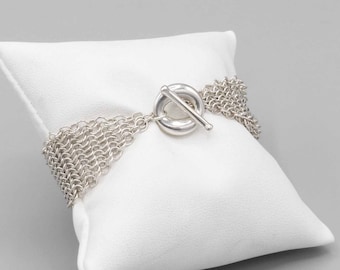 Tiffany & Co Sterling Silver 925 Sevillana Mesh Elsa Peretti Toggle Bracelet