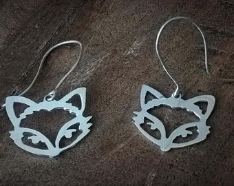 Sterling Silver Fox Drop Earrings