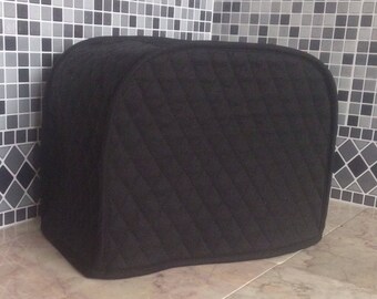 Black 2 Slice Toaster Quilted Fabric Kitchen Small Appliance Covers Made To Order