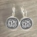 Monogram Earrings, Monogram Gift, Sorority Gift, Personalized Gift, Monogrammed, Gray Earrings, Initial (White on Dark Gray -Drop Earrings)