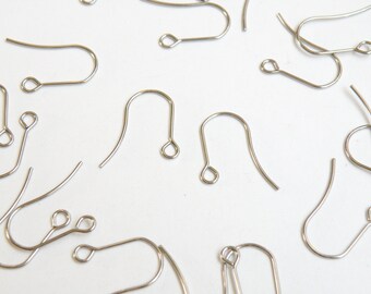 50 French Hook Earrings stainless steel hypoallergenic fishhook earwires for sensitive ears 18mm 22 gauge DB68152