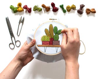 Out of Retirement! June Cacti Contemporary Embroidery PDF by Sarah K. Benning - #skbdiy Pattern Program: Instant Download