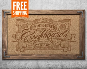 Premium Rustic Framed Corkboard - Honey Maple