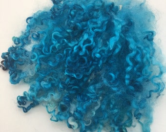 Hand Dyed Turquoise Teeswater Shetland Locks, 50g