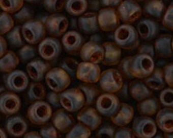 Hybrid Frosted Transparent Lt Topaz TOHO 8/0 Seed Beads 10 grams