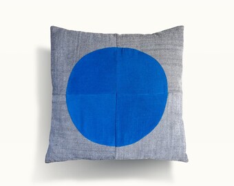 Eco-friendly upcycled ”boyfriend jeans” denim pillow with recycled water bottle fiber backing - free shipping in USA