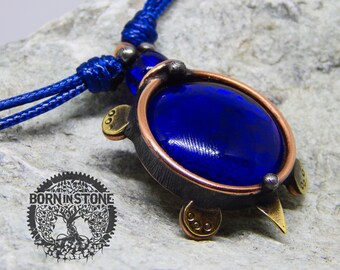 Turtle pendant Copper pendant Dark blue pendant Steampunk pendant Best gift For her Wedding anniversary Unique gift For mom Vintage jewelry