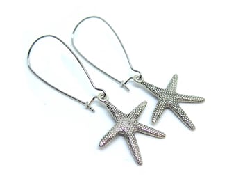 Starfish Silver Kidney Wire Earrings