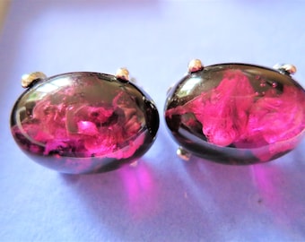 Pair of vintage 1960s luminescent lucite clip on earrings