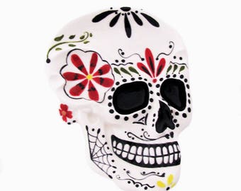 Day of the Dead Sugar Skull Large Spoon Rest Ceramic Decor Tableware Serving Tray Catch All Decorative Dia de los Muertos Dish
