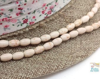 48 beads oval rice ivory white howlite (ph211) 5x8mm