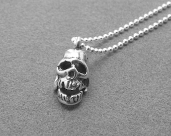 Skull Necklace, Movable Skull Pendant, Skull Jewelry, Skeleton Necklace, Charm Necklace, Sterling Silver Jewelry, Skull