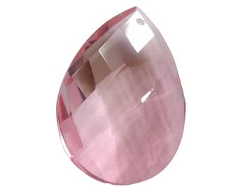 5 Pink Diamond Cut Teardrop Chandelier Crystals