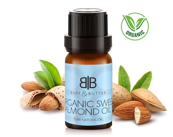 Organic Sweet Almond Oil 100% Pure Natural Fragrance Aromatherapy - 1ml Tester Vial, 10ml, 25ml, 50ml, 100ml Bottle