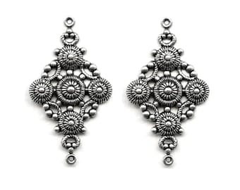 2 Oxidized silver ornates onnectors, 46x26 mm