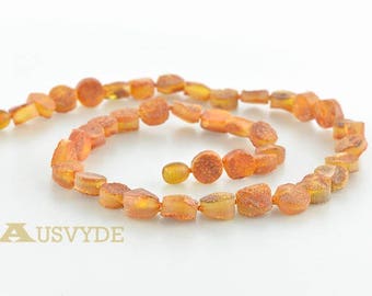 Baltic amber necklace, Raw amber beads, Raw amber necklace, Honey color, ~52 cm, HG250