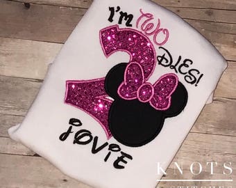 Embroidered Minnie Mouse Birthday Bodysuit/ Shirt