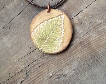 Polymer Clay Leaf Pendant
