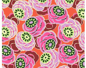 HALF YARD - Amy Butler Fabric, Dream Weaver, Clouded Floral, Persimmon, cotton quilting fabric