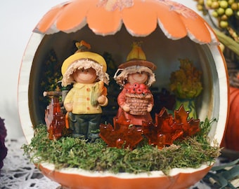 Fall Harvest Pumpkin Diorama Table Decoration, Fall decor