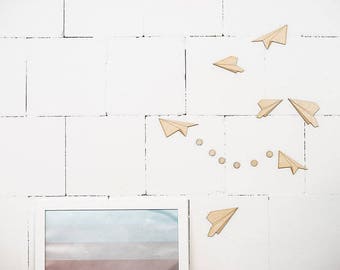 paper planes - wooden wall decal- SET