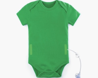 G-Tube Bodysuit, Baby Feeding Tube Playsuit, Organic Cotton