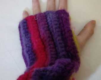 Hand knit striped arm warmers