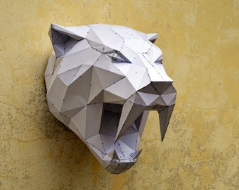 Make Your Own Sabertooh Tiger. | Papercraft animal | Paper Animal | Papercraft Tiger | Wild Cat | PlainPapyrus | Wild Animal | Sabertooh