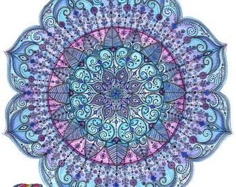 Beautiful, Intricate, Blue Mandala Print