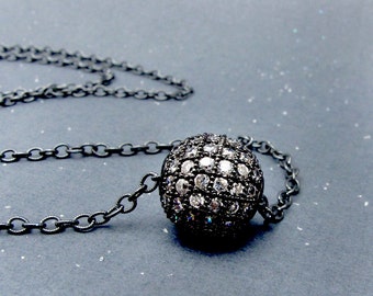 pave necklace, pave ball necklace, CZ pave necklace, minimal necklace, sparkly necklace, Holiday necklace, gift for her, gift for teen