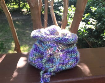Hand knitted dice bag or rune bag