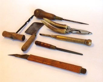 Old miniature vintage HAND TOOLS antique tools industrial decor