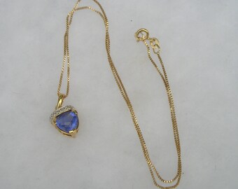 Pretty Gold over Sterling 925 Tanzanite Blue Purple Gemstone Pendant Necklace Ross Simons