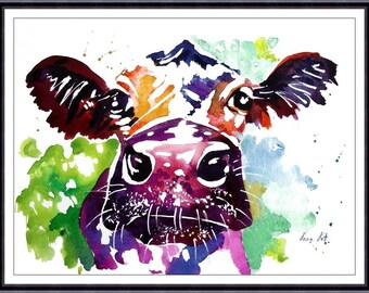 COW, Original Watercolor Painting, Original Art Print, Watercolor Art