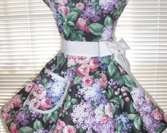 Retro Apron Hydrangeas and Roses with Circular Flirty Skirt